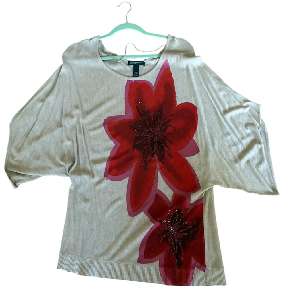 INC International Concepts Beige Short Sleeve Top